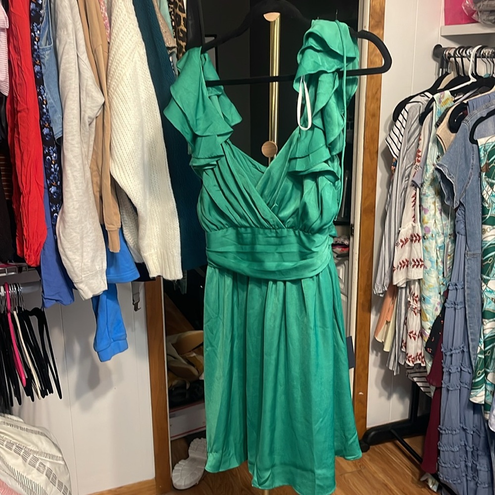 Lulus Daytime Darling Dress Color Green Style Mini Ruffle - Picture 3 of 7